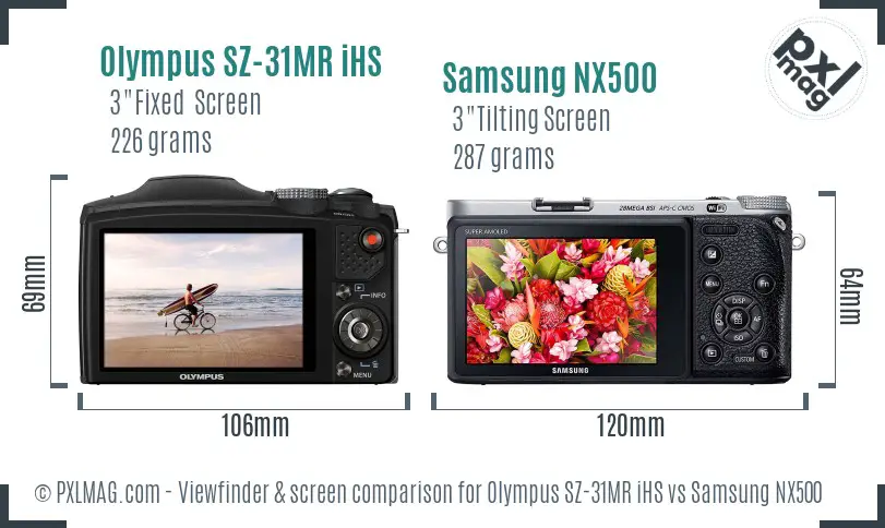 Olympus SZ-31MR iHS vs Samsung NX500 Screen and Viewfinder comparison Olympus SZ-31MR iHS vs Samsung NX500 Screen and Viewfinder comparison