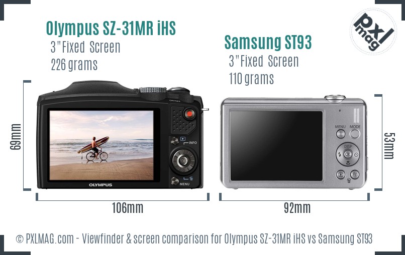 Olympus SZ-31MR iHS vs Samsung ST93 Screen and Viewfinder comparison