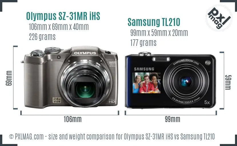 Olympus SZ-31MR iHS vs Samsung TL210 size comparison Olympus SZ-31MR iHS vs Samsung TL210 size comparison