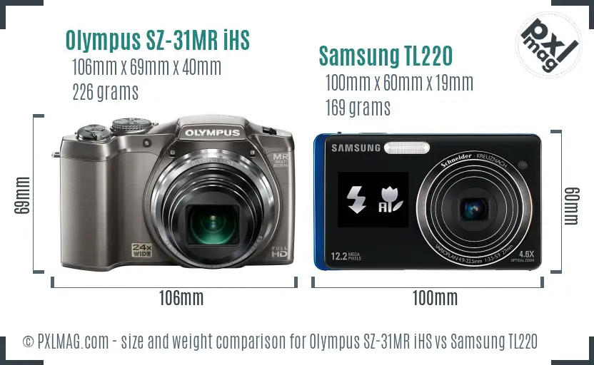 Olympus SZ-31MR iHS vs Samsung TL220 size comparison Olympus SZ-31MR iHS vs Samsung TL220 size comparison