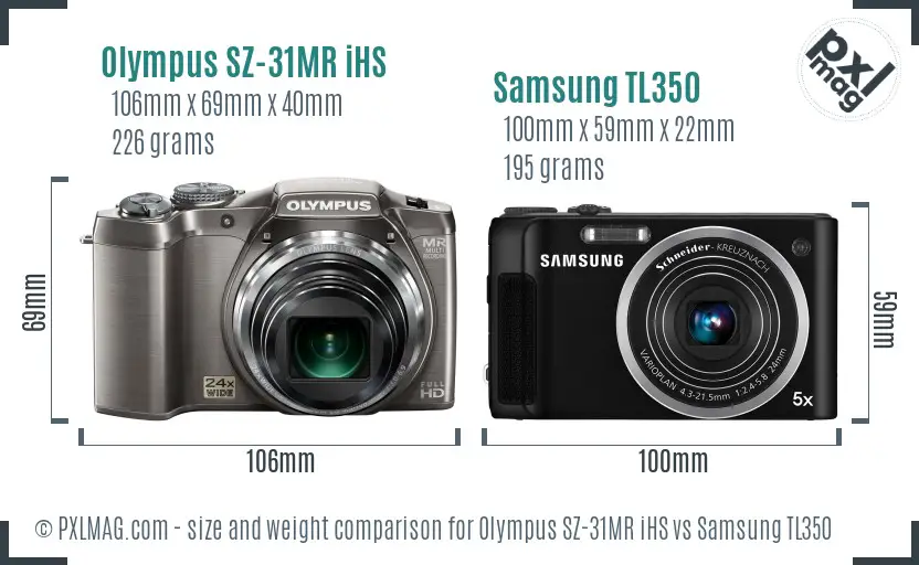 Olympus SZ-31MR iHS vs Samsung TL350 size comparison Olympus SZ-31MR iHS vs Samsung TL350 size comparison