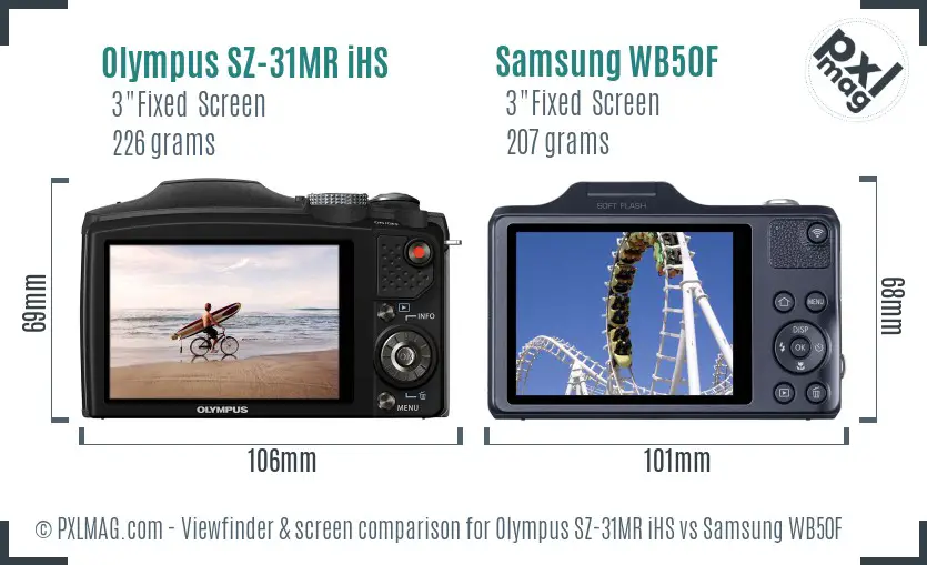 Olympus SZ-31MR iHS vs Samsung WB50F Screen and Viewfinder comparison
