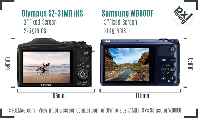 Olympus SZ-31MR iHS vs Samsung WB800F Screen and Viewfinder comparison Olympus SZ-31MR iHS vs Samsung WB800F Screen and Viewfinder comparison