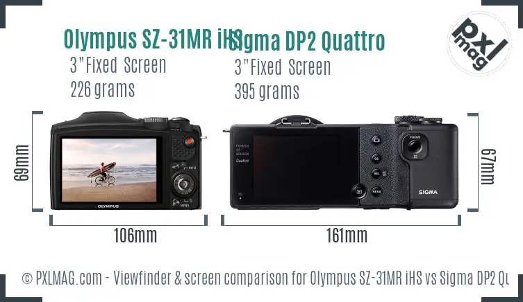 Olympus SZ-31MR iHS vs Sigma DP2 Quattro Screen and Viewfinder comparison Olympus SZ-31MR iHS vs Sigma DP2 Quattro Screen and Viewfinder comparison