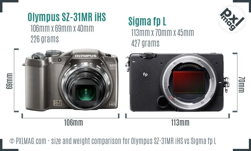 Olympus SZ-31MR iHS vs Sigma fp L size comparison