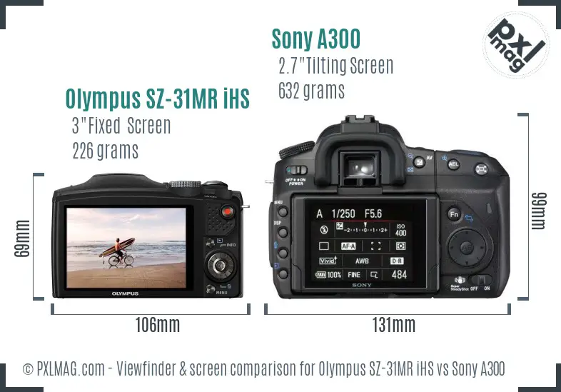 Olympus SZ-31MR iHS vs Sony A300 Screen and Viewfinder comparison