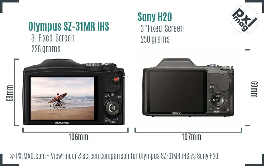 Olympus SZ-31MR iHS vs Sony H20 Screen and Viewfinder comparison