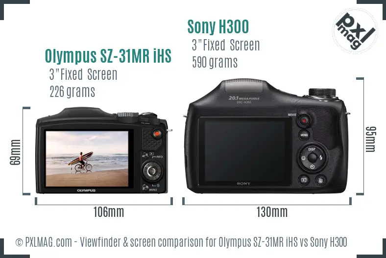 Olympus SZ-31MR iHS vs Sony H300 Screen and Viewfinder comparison