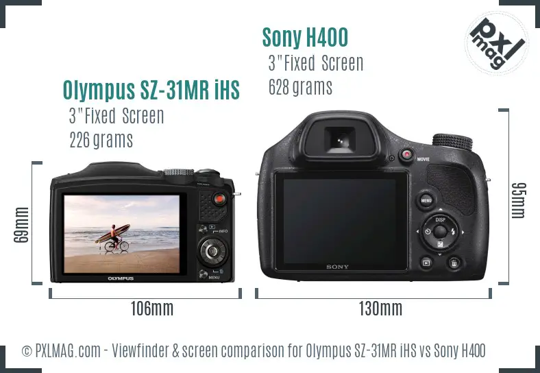 Olympus SZ-31MR iHS vs Sony H400 Screen and Viewfinder comparison
