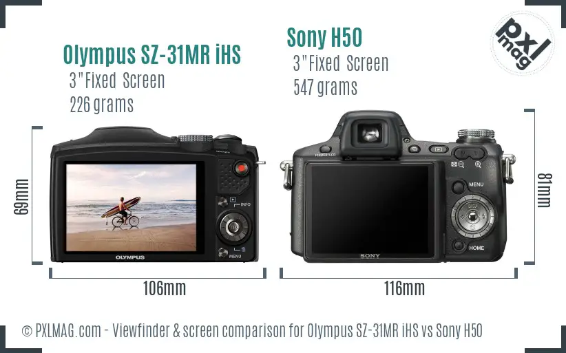 Olympus SZ-31MR iHS vs Sony H50 Screen and Viewfinder comparison