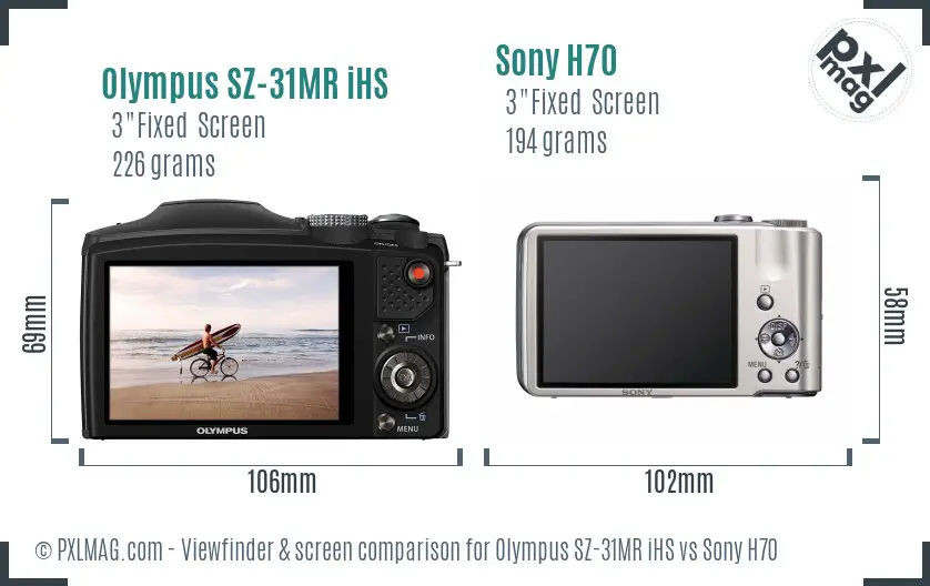 Olympus SZ-31MR iHS vs Sony H70 Screen and Viewfinder comparison