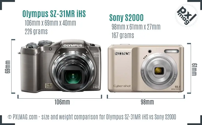 Olympus SZ-31MR iHS vs Sony S2000 size comparison