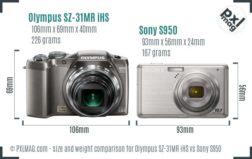 Olympus SZ-31MR iHS vs Sony S950 size comparison