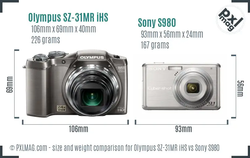 Olympus SZ-31MR iHS vs Sony S980 size comparison