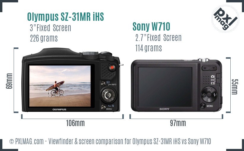 Olympus SZ-31MR iHS vs Sony W710 Screen and Viewfinder comparison