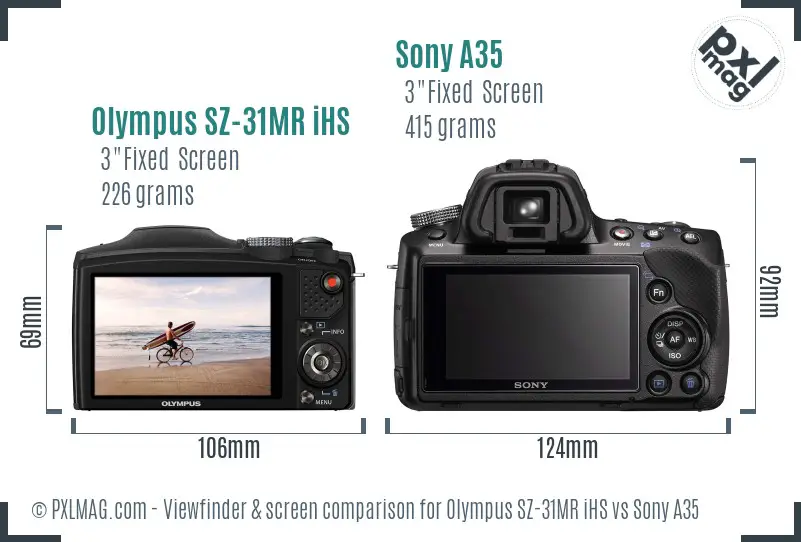 Olympus SZ-31MR iHS vs Sony A35 Screen and Viewfinder comparison