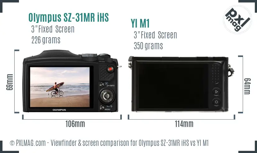 Olympus SZ-31MR iHS vs YI M1 Screen and Viewfinder comparison