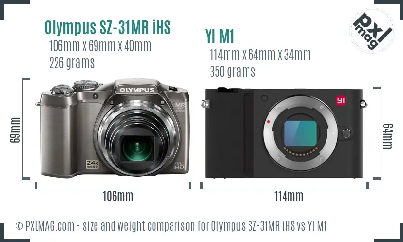 Olympus SZ-31MR iHS vs YI M1 size comparison