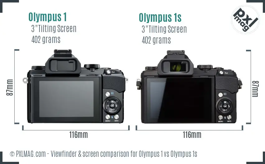 Olympus 1 vs Olympus 1s Screen and Viewfinder comparison