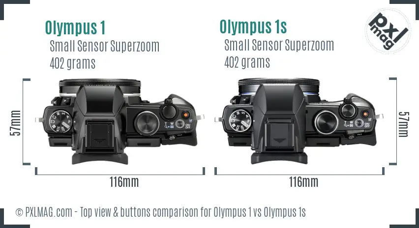 Olympus 1 vs Olympus 1s top view buttons comparison
