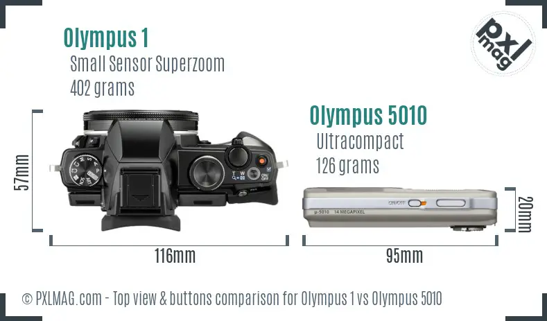 Olympus 1 vs Olympus 5010 top view buttons comparison