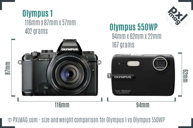 Olympus 1 vs Olympus 550WP size comparison