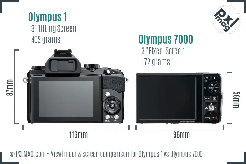 Olympus 1 vs Olympus 7000 Screen and Viewfinder comparison