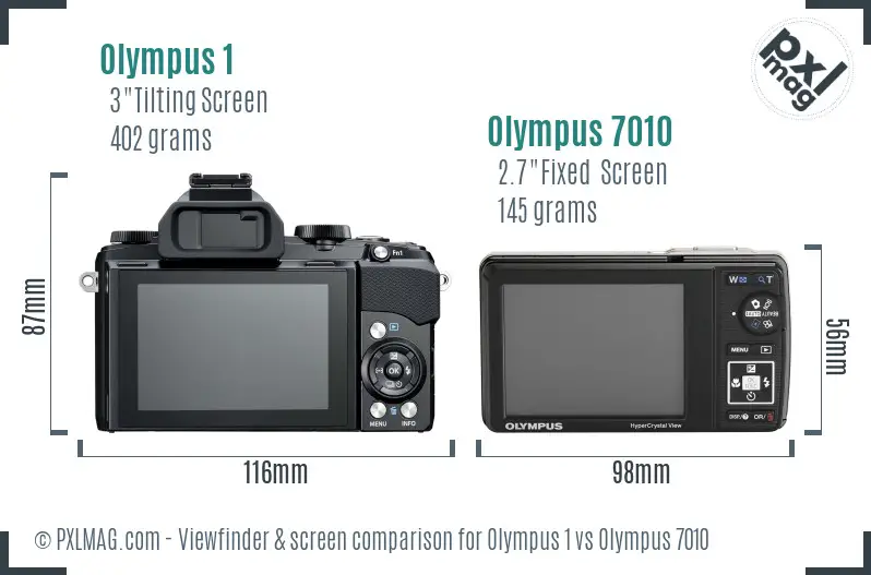 Olympus 1 vs Olympus 7010 Screen and Viewfinder comparison