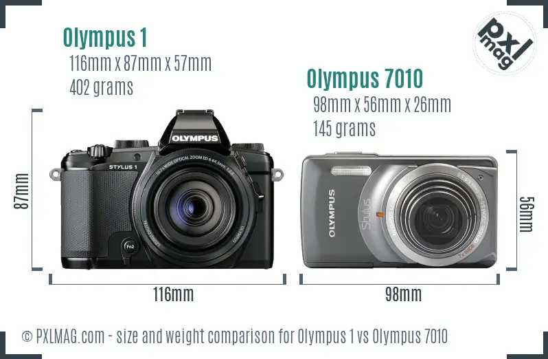 Olympus 1 vs Olympus 7010 size comparison