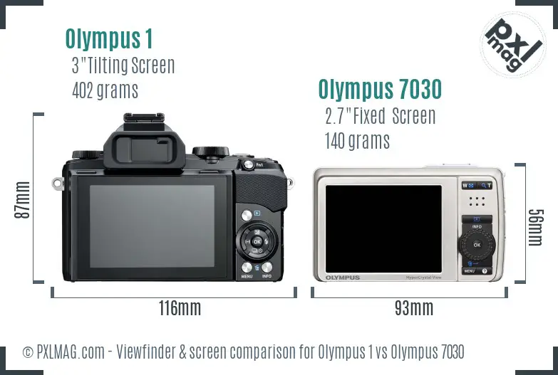 Olympus 1 vs Olympus 7030 Screen and Viewfinder comparison