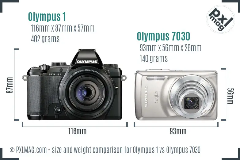Olympus 1 vs Olympus 7030 size comparison