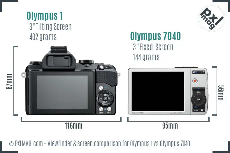 Olympus 1 vs Olympus 7040 Screen and Viewfinder comparison