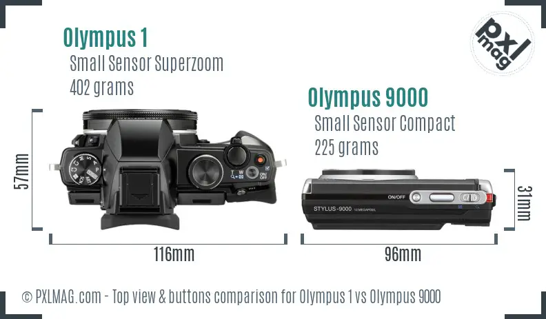 Olympus 1 vs Olympus 9000 top view buttons comparison
