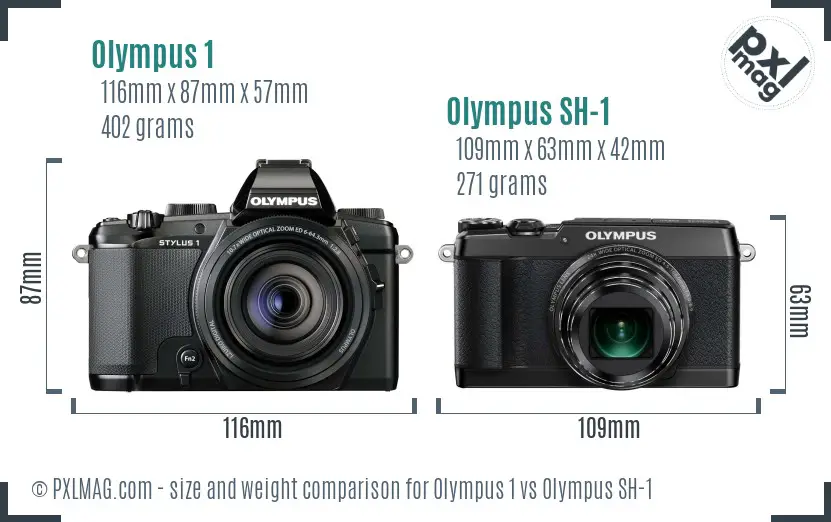 Olympus 1 vs Olympus SH-1 size comparison