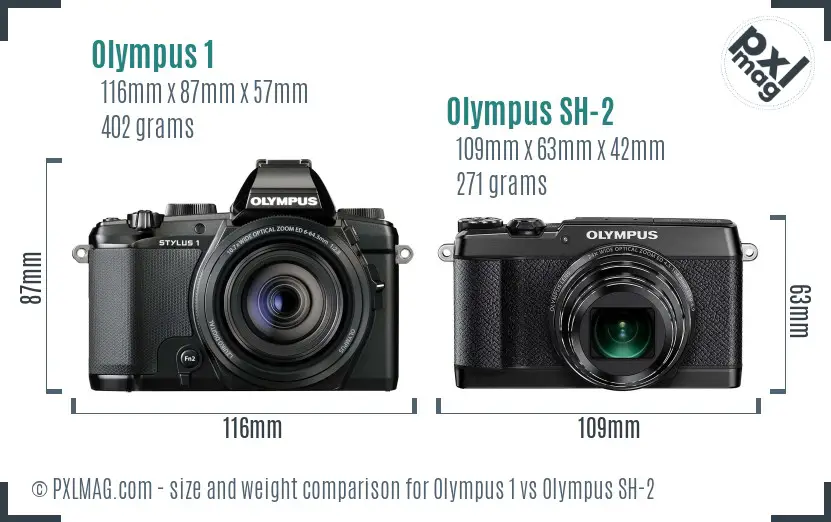 Olympus 1 vs Olympus SH-2 size comparison