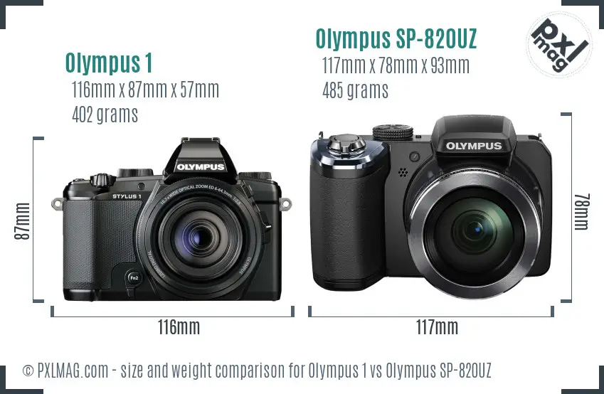Olympus 1 vs Olympus SP-820UZ size comparison