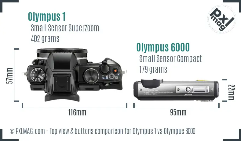 Olympus 1 vs Olympus 6000 top view buttons comparison