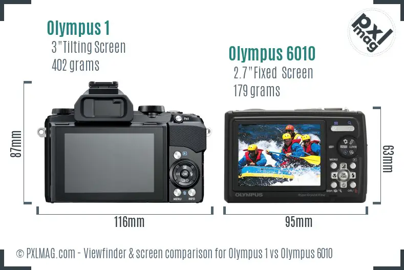 Olympus 1 vs Olympus 6010 Screen and Viewfinder comparison