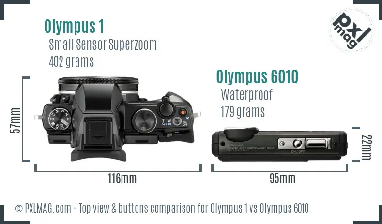 Olympus 1 vs Olympus 6010 top view buttons comparison