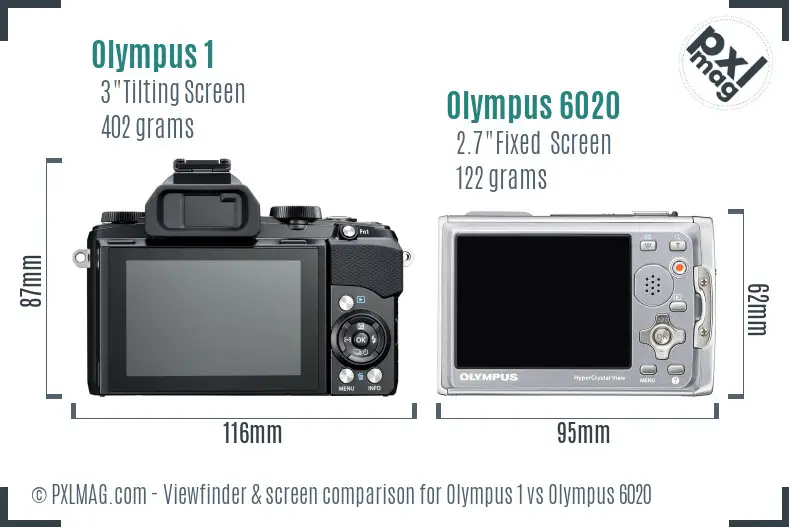 Olympus 1 vs Olympus 6020 Screen and Viewfinder comparison