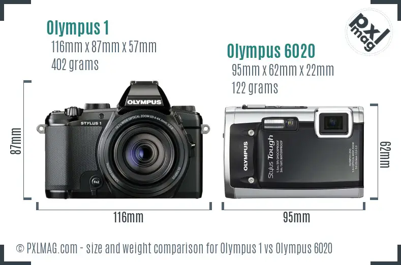 Olympus 1 vs Olympus 6020 size comparison