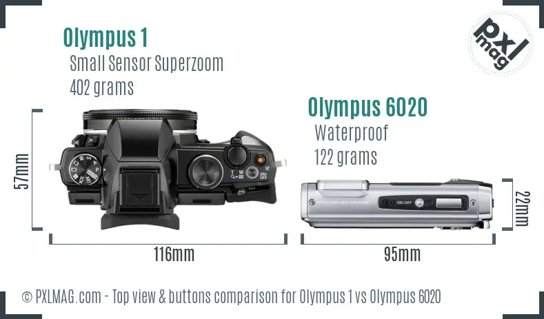 Olympus 1 vs Olympus 6020 top view buttons comparison