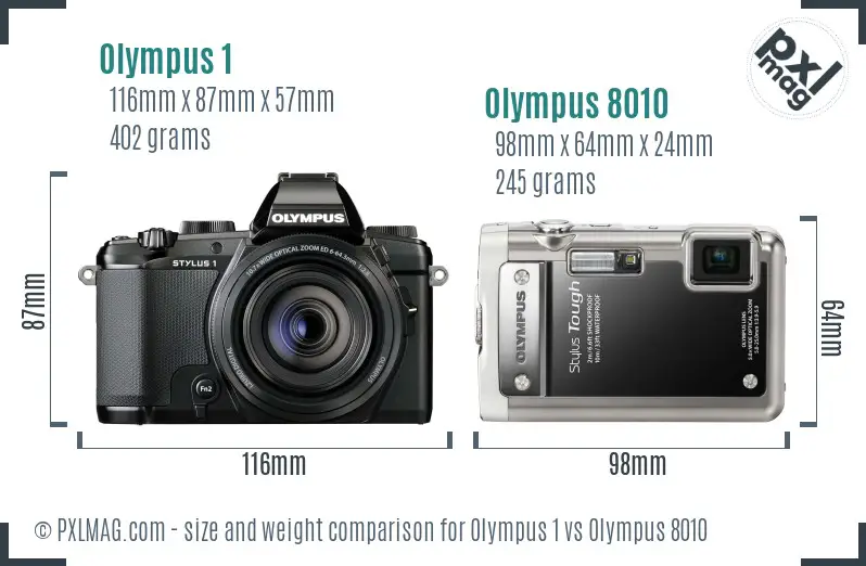 Olympus 1 vs Olympus 8010 size comparison