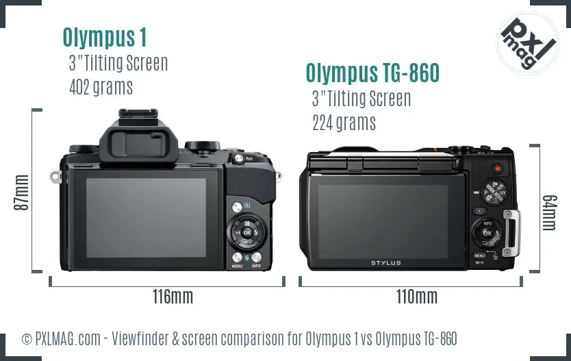 Olympus 1 vs Olympus TG-860 Screen and Viewfinder comparison