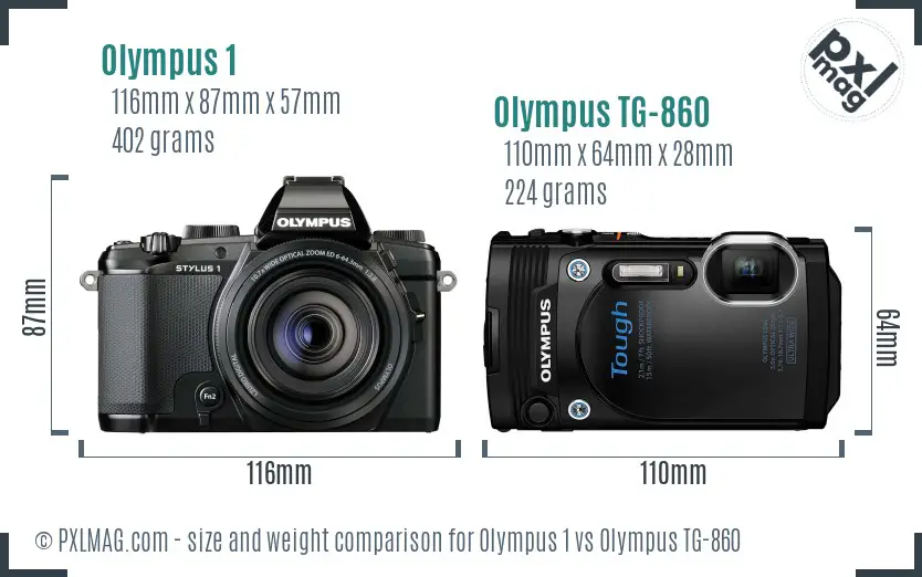 Olympus 1 vs Olympus TG-860 size comparison