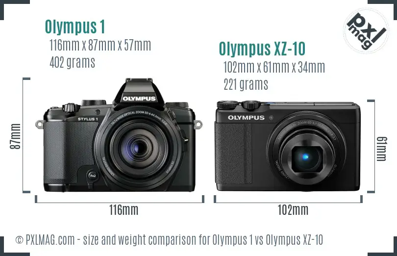 Olympus 1 vs Olympus XZ-10 size comparison