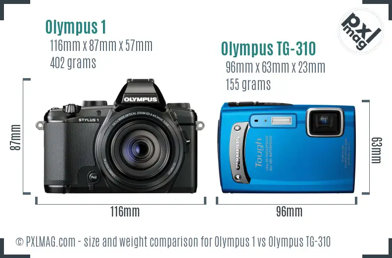 Olympus 1 vs Olympus TG-310 size comparison