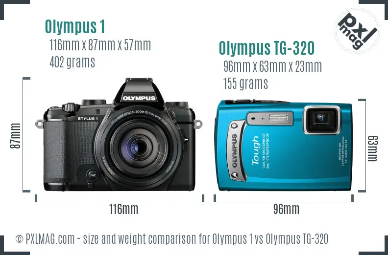 Olympus 1 vs Olympus TG-320 size comparison