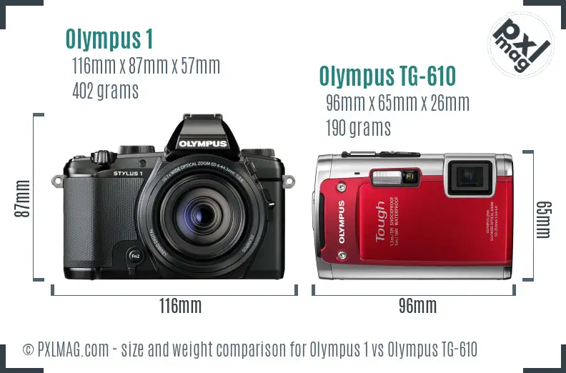Olympus 1 vs Olympus TG-610 size comparison
