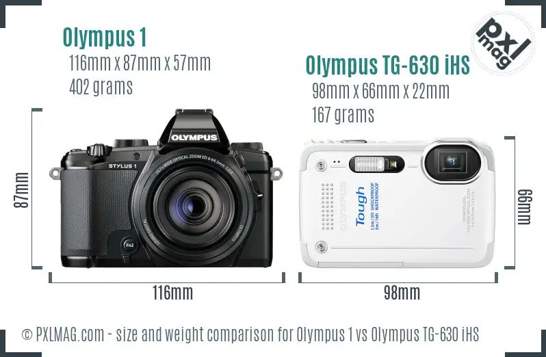 Olympus 1 vs Olympus TG-630 iHS size comparison